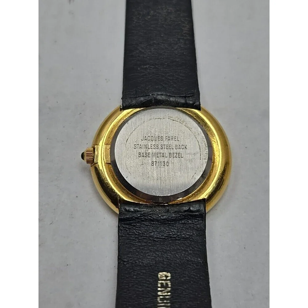 Vintage Jacques Farel Gold Tone Black Roman Dial Womens Quartz Watch New Battery